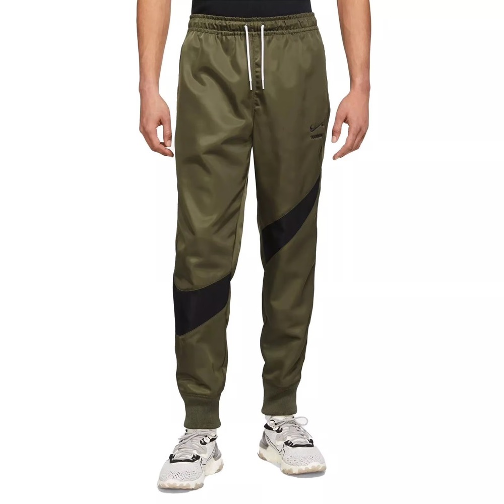 Nike Trademark Swoosh‎ Track Pants Olive Green Joggers Mens Size Small